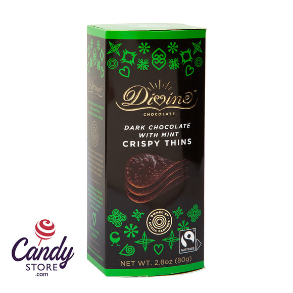 Divine Dark Chocolate w Mint Cripsy Thins 2.8oz Box - 12ct