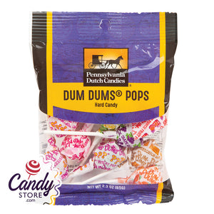 Dum Dums Pops Candy Peg Bags - 12ct Clear Windows