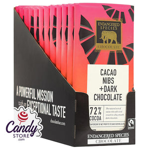 Endangered Species Chocolate Bars Dark Nibs 3oz - 12ct