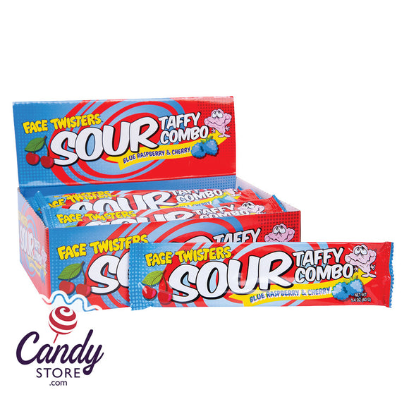 Face Twisters Sour Taffy Combo Blue Raspberry Cherry - 24ct