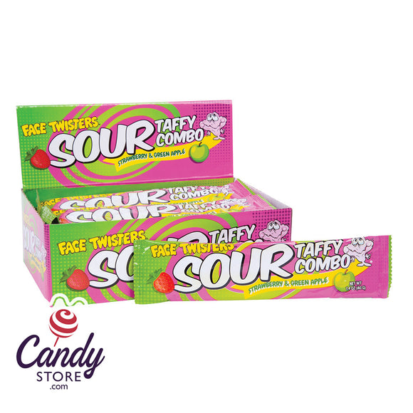 Face Twisters Sour Taffy Combo Strawberry Green Apple  - 24ct