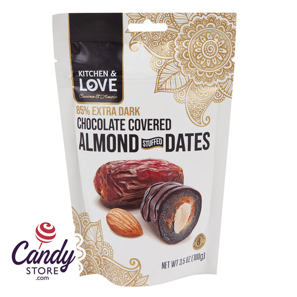 Kitchen & Love Dark Chocolate 85% Covered Almond Stuffed Dates - 8ct Pouches
