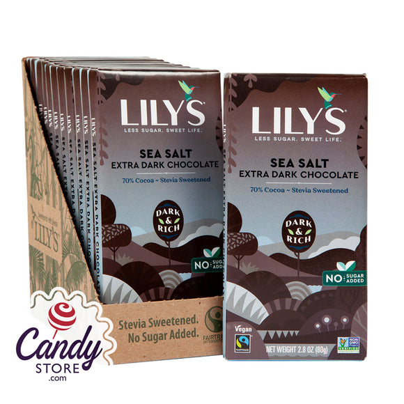 Lily's Sea Salt 70% Extra Dark Chocolate Bars - 12ct