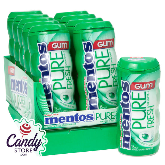 Mentos Pure Fresh Spearmint Gum - 10ct Pocket Bottles