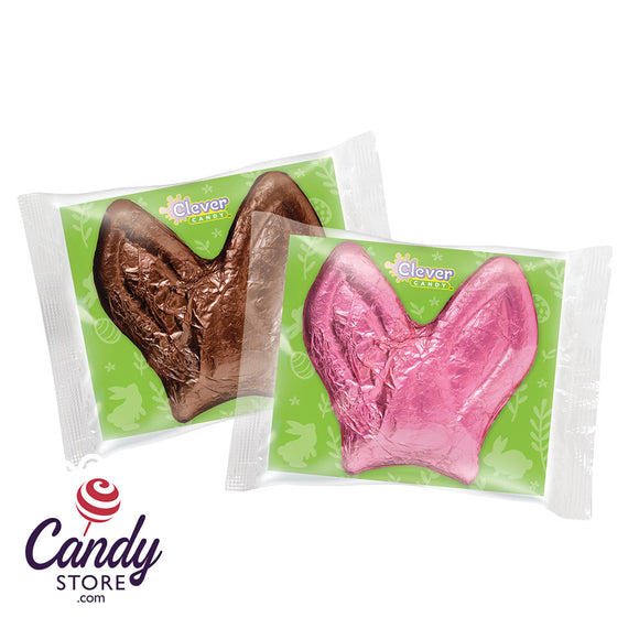 Milk Chocolate Bunny Ears Pink & Brown Foil-Covered Candy - 18ct