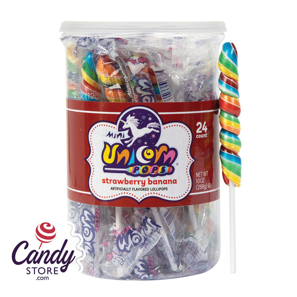 Mini Unicorn Pops Rainbow Strawberry Bananas - 6ct Tubs