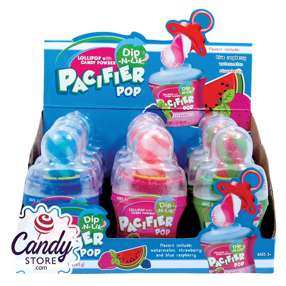 Pacifier Pop Dip-N-Lik Lollipop w Candy Powder 12ct - CandyStore.com
