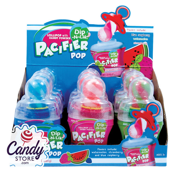 Pacifier Pop Dip-N-Lik Lollipop w Candy Powder - 12ct