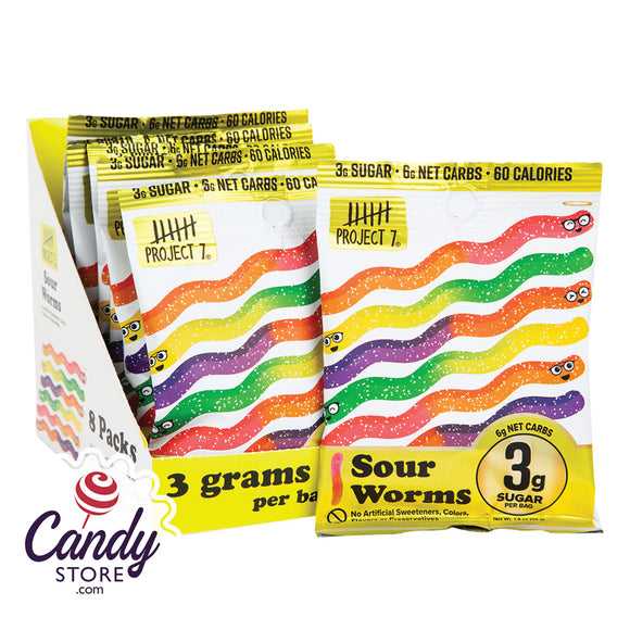 Project 7 Sour Gummy Worms Pouch Low Sugar - 8ct