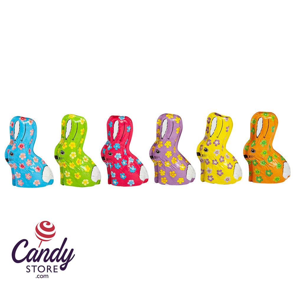 Semi-Solid Chocolate Foil Rabbits Assorted 48ct - CandyStore.com