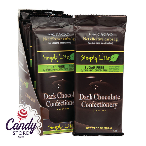 Simply Lite 50% Dark Chocolate w Almonds Bars No Sugar Added - 9ct
