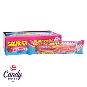 Sour Face Twisters Strawberry Bubble Gum - 12ct