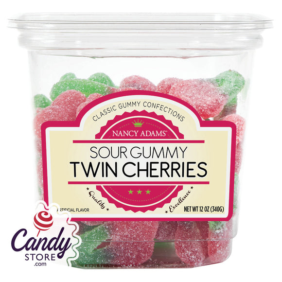 Sour Gummy Twin Cherries Candy - 12ct Tubs
