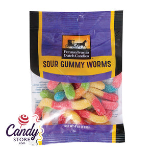 Sour Neon Worms Gummy Candy - 12ct Peg. Bags