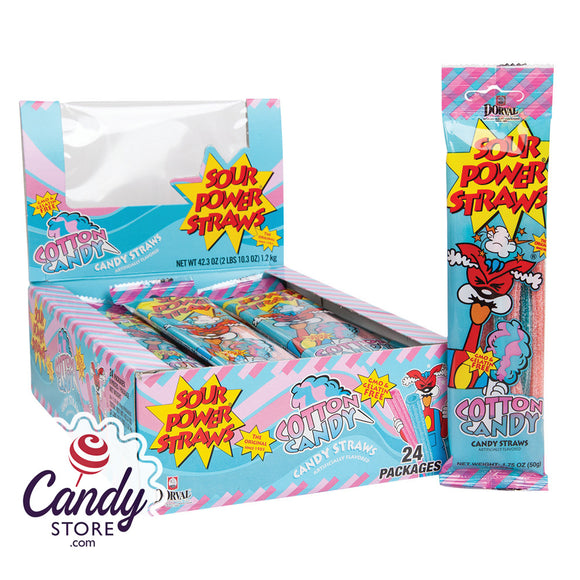 Sour Power Straws Cotton Candy - 24ct