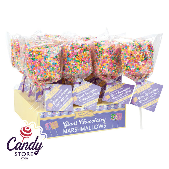Springtime Giant Marshmallow Pops w Sprinkles - 12ct