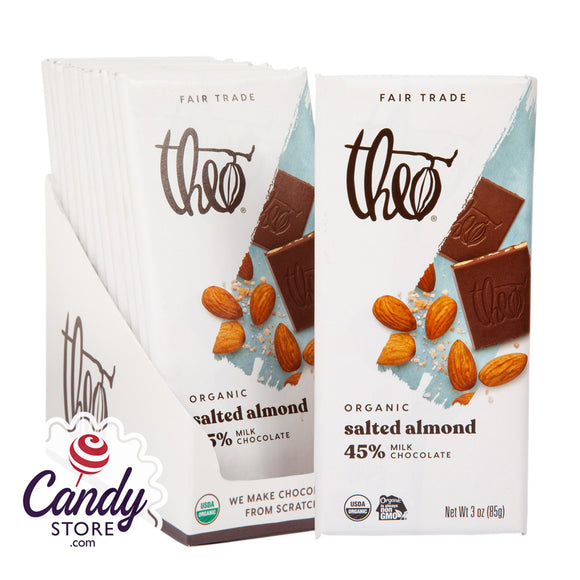 Theo Milk Chocolate Salted Almond Bars - 12ct