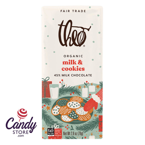 Theo Milk & CookiesMilk Chocolate 45%  Bars - 12ct