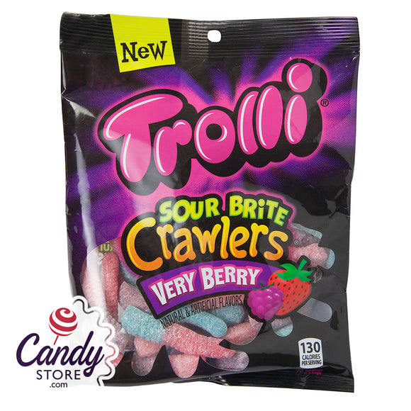 Very Berry Sour Brite Crawlers Trolli Candy - 12ct Peg Bags