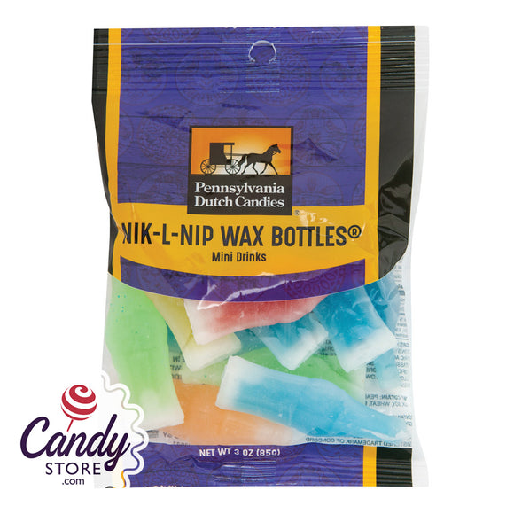 Nik-N-Nip Wax Bottles Candy - 12ct Peg Bags