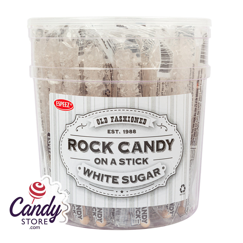 White Rock Candy Crystal Sticks 36ct Tubs - CandyStore.com
